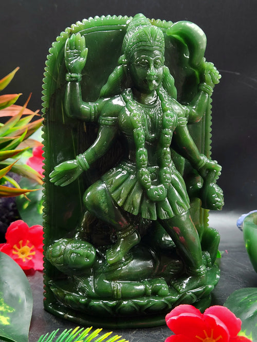 Goddess Kali Columbian Jade Carving - Mother Kali - Embodiment of Devotion and Divine Artistry - 6.7 inches and 940 gms (2.07 lb)