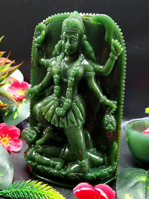 Goddess Kali Columbian Jade Carving - Mother Kali - Embodiment of Devotion and Divine Artistry - 6.7 inches and 940 gms (2.07 lb)