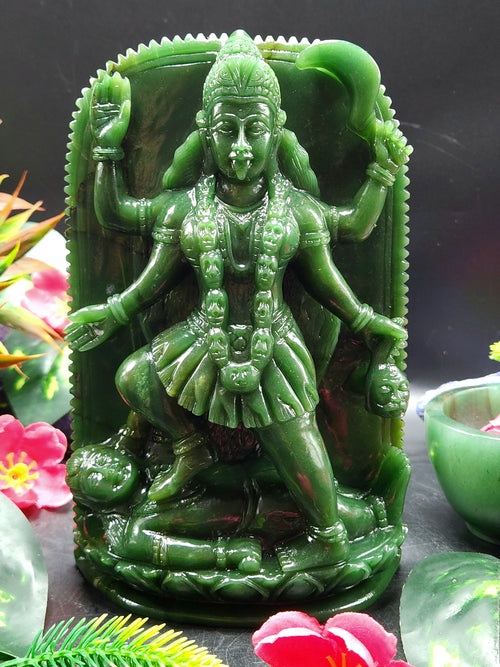 Goddess Kali Columbian Jade Carving - Mother Kali - Embodiment of Devotion and Divine Artistry - 6.7 inches and 940 gms (2.07 lb)