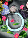 Larimar Cab Stone Necklace with Sarafa -  Dive into Tranquility and Elegance - Gemstone jewelry
