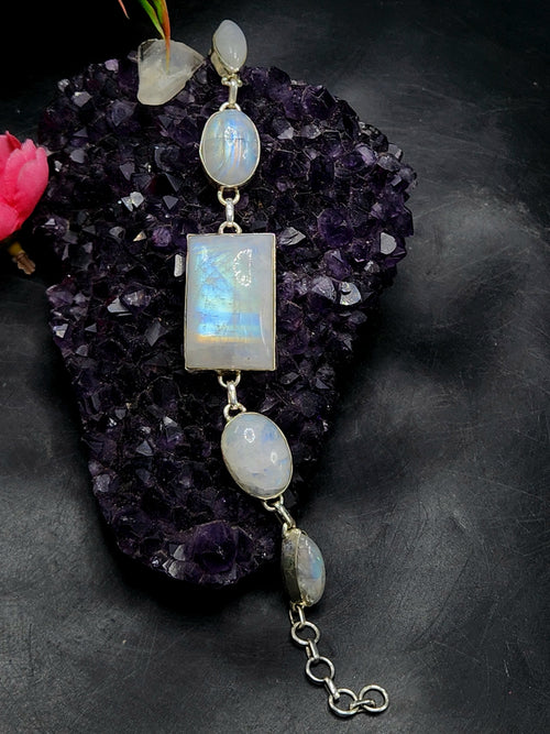 Rainbow Moonstone Bracelet - Embrace Serenity & Divine Feminine Energy | 134 carats