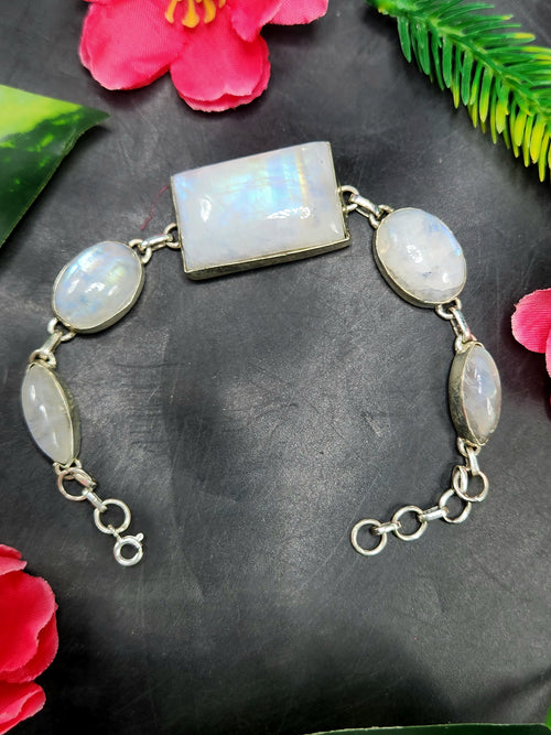 Rainbow Moonstone Bracelet - Embrace Serenity & Divine Feminine Energy | 134 carats