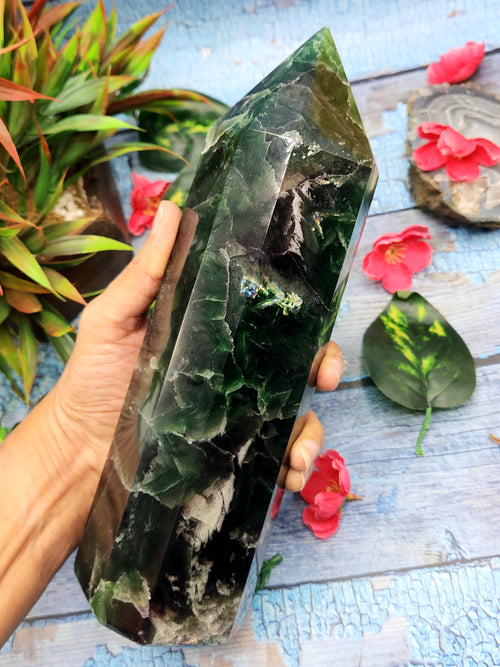 Multi Fluorite Tower : A Spectrum of Healing and Spiritual Growth | Crystal Healing | Reiki | Gemstone Points