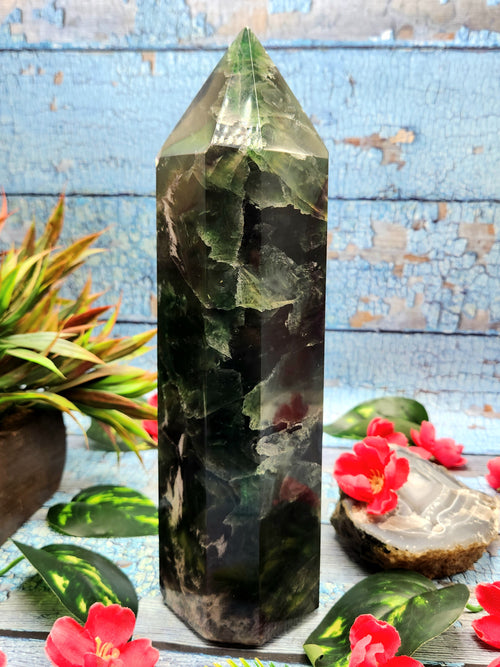 Multi Fluorite Tower : A Spectrum of Healing and Spiritual Growth | Crystal Healing | Reiki | Gemstone Points