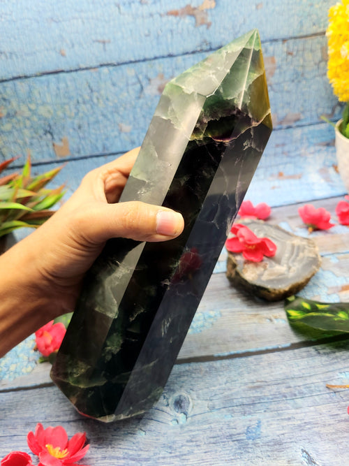 Multi Fluorite Tower : A Spectrum of Healing and Spiritual Growth | Crystal Healing | Reiki | Gemstone Points