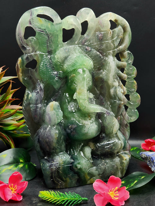 Multi Fluorite Lord Ganesh Statue: A Spectrum of Blessings and Transformation | Crystal Healing | Crystal Home Decor