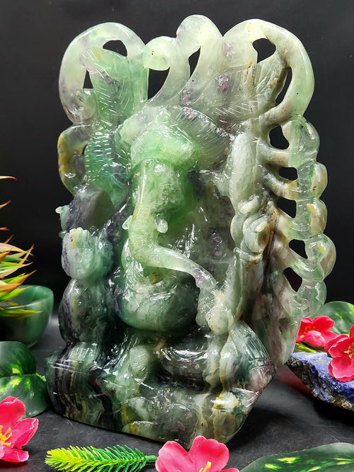 Multi Fluorite Lord Ganesh Statue: A Spectrum of Blessings and Transformation | Crystal Healing | Crystal Home Decor