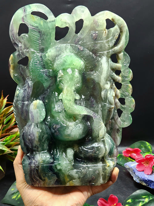 Multi Fluorite Lord Ganesh Statue: A Spectrum of Blessings and Transformation | Crystal Healing | Crystal Home Decor