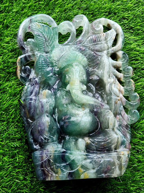 Multi Fluorite Lord Ganesh Statue: A Spectrum of Blessings and Transformation | Crystal Healing | Crystal Home Decor