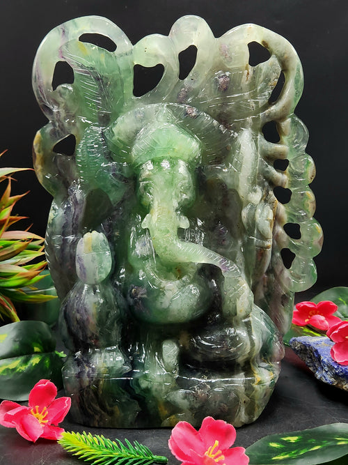 Multi Fluorite Lord Ganesh Statue: A Spectrum of Blessings and Transformation | Crystal Healing | Crystal Home Decor