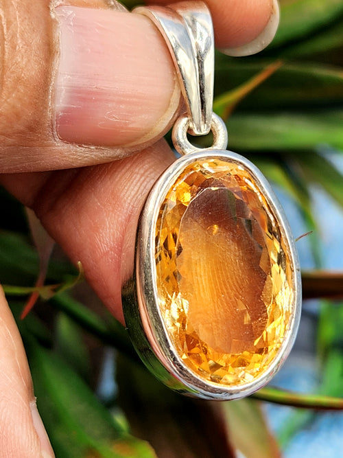 Citrine Pendant in 925 Silver with Rhodium Plating : A Radiant Beacon of Abundance and Joy | Weighing 49 carats