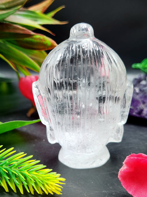 Clear Quartz Buddha Head: Meditative Mastery and Spiritual Brilliance
