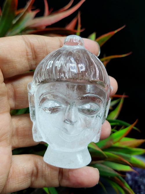 Clear Quartz Buddha Head: Meditative Mastery and Spiritual Brilliance