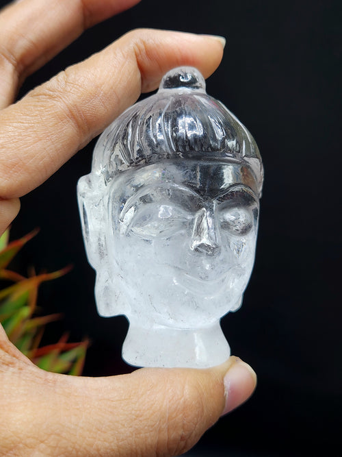 Clear Quartz Buddha Head: Meditative Mastery and Spiritual Brilliance