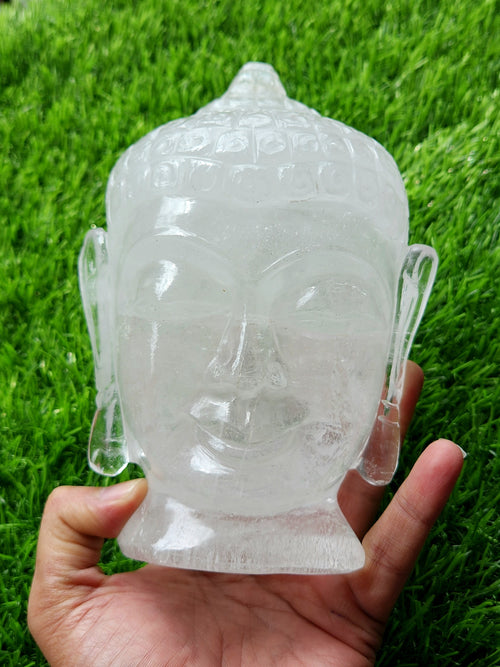 Clear Quartz Buddha Head: Meditative Mastery and Spiritual Brilliance