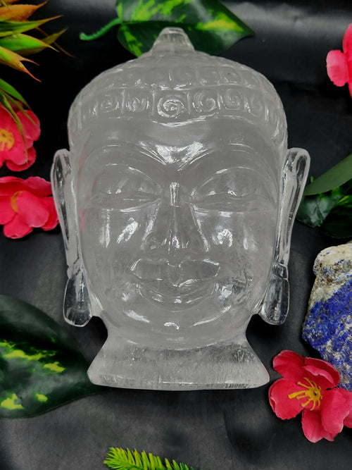 Clear Quartz Buddha Head: Meditative Mastery and Spiritual Brilliance