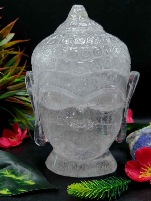 Clear Quartz Buddha Head: Meditative Mastery and Spiritual Brilliance