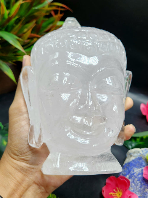 Clear Quartz Buddha Head: Meditative Mastery and Spiritual Brilliance