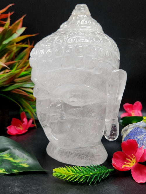 Clear Quartz Buddha Head: Meditative Mastery and Spiritual Brilliance