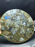 Flashy Labradorite Big Plate Coated with Resin: An Ode to Mystical Splendor | Crystal Healing | Reiki | Crystal Plate