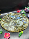 Flashy Labradorite Big Plate Coated with Resin: An Ode to Mystical Splendor | Crystal Healing | Reiki | Crystal Plate
