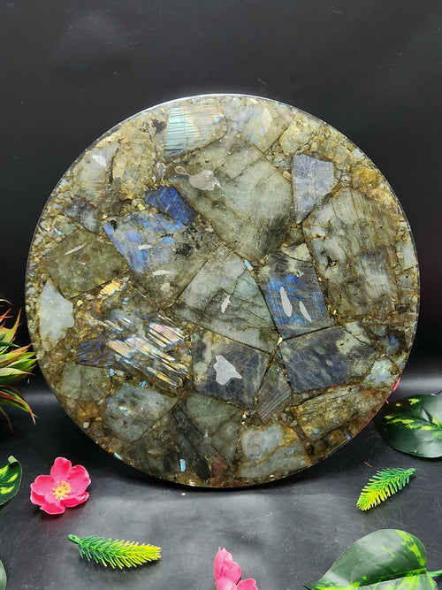 Flashy Labradorite Big Plate Coated with Resin: An Ode to Mystical Splendor | Crystal Healing | Reiki | Crystal Plate