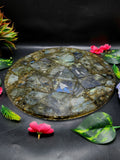 Flashy Labradorite Big Plate Coated with Resin: An Ode to Mystical Splendor | Crystal Healing | Reiki | Crystal Plate