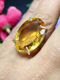 Citrine Faceted Stone Double Barrel Ring in 925 Silver | Mothers day gift | Crystal Jewelry | Gemstone Finger ring