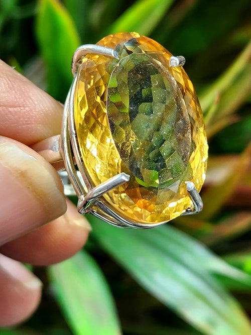 Citrine Faceted Stone Double Barrel Ring in 925 Silver | Mothers day gift | Crystal Jewelry | Gemstone Finger ring