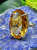 Citrine Faceted Stone Double Barrel Ring in 925 Silver | Mothers day gift | Crystal Jewelry | Gemstone Finger ring