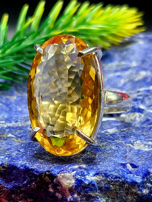 Citrine Faceted Stone Double Barrel Ring in 925 Silver | Mothers day gift | Crystal Jewelry | Gemstone Finger ring