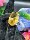 Citrine Faceted Stone Double Barrel Ring in 925 Silver | Mothers day gift | Crystal Jewelry | Gemstone Finger ring