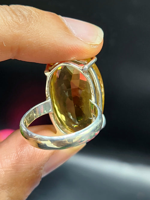 Citrine Faceted Stone Double Barrel Ring in 925 Silver | Mothers day gift | Crystal Jewelry | Gemstone Finger ring