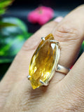 Citrine Faceted Stone Double Barrel Ring in 925 Silver: Radiant Elegance | Mothers day gift | Crystal Jewelry | Gemstone Finger ring