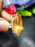 Citrine Faceted Stone Double Barrel Ring in 925 Silver: Radiant Elegance | Mothers day gift | Crystal Jewelry | Gemstone Finger ring