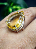 Citrine Faceted Stone Double Barrel Ring in 925 Silver: Radiant Elegance | Mothers day gift | Crystal Jewelry | Gemstone Finger ring