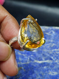 Citrine Faceted Stone Double Barrel Ring in 925 Silver: Radiant Elegance | Mothers day gift | Crystal Jewelry | Gemstone Finger ring