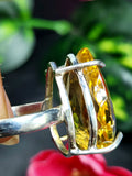 Citrine Faceted Stone Double Barrel Ring in 925 Silver: Radiant Elegance | Mothers day gift | Crystal Jewelry | Gemstone Finger ring