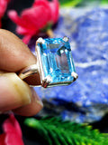 Blue Topaz Faceted Stone Double Barrel Ring in 925 Silver : Radiant Elegance | Mothers day gift | Crystal Jewelry | Gemstone Finger ring