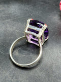 Amethyst Double Barrel Ring in 925 Silver with Rhodium Plating : Enchanting Elegance | Gifts for her | Daughters day gift