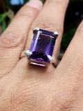 Amethyst Stone Double Barrel Ring in 925 Silver : The Regal Beauty of Amethyst Mothers day gift | Crystal Jewelry | Gemstone Finger ring