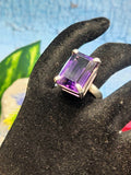 Amethyst Stone Double Barrel Ring in 925 Silver : The Regal Beauty of Amethyst Mothers day gift | Crystal Jewelry | Gemstone Finger ring
