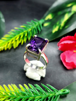 Amethyst Stone Double Barrel Ring in 925 Silver : The Regal Beauty of Amethyst Mothers day gift | Crystal Jewelry | Gemstone Finger ring