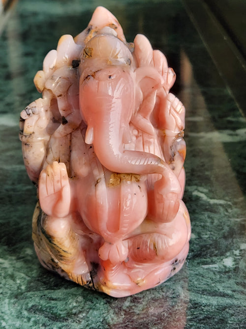 Pink Opal Ganesh - Serenity and Spiritual Grace in Divine Harmony