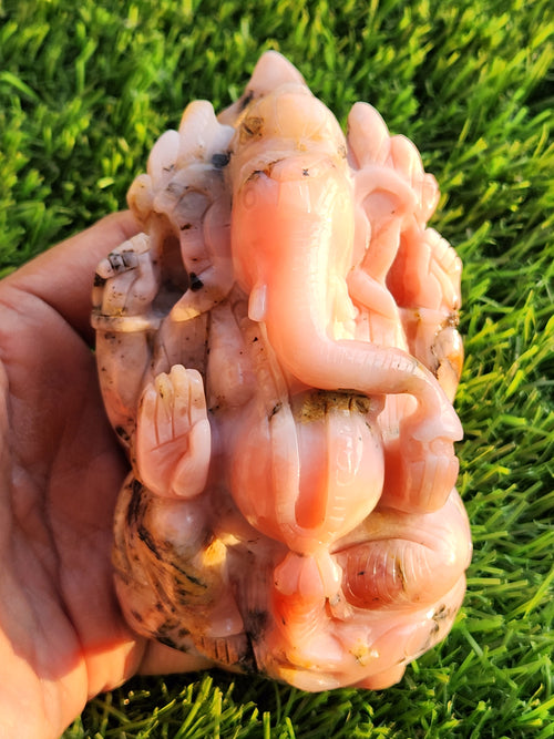 Pink Opal Ganesh - Serenity and Spiritual Grace in Divine Harmony