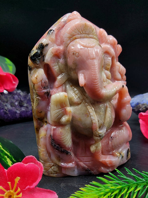 Pink Opal Ganesh: Merging Beauty and Spirituality | Crystal Healing | Home decor | Reiki | Lord Ganesha Idol