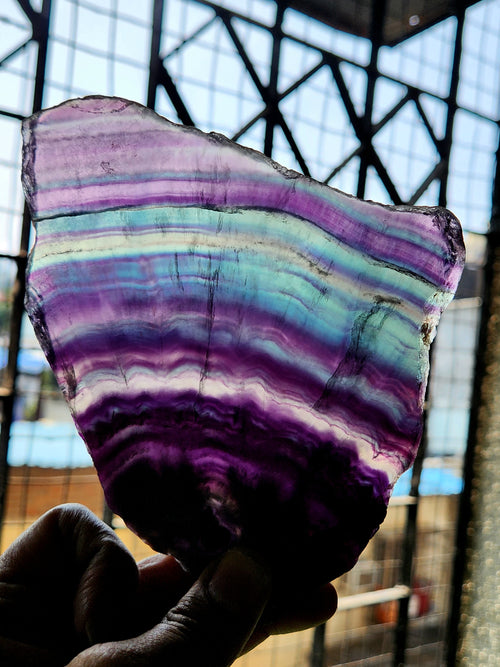 Raw Multi Fluorite Slab - A Nature's Vibrant Spectrum