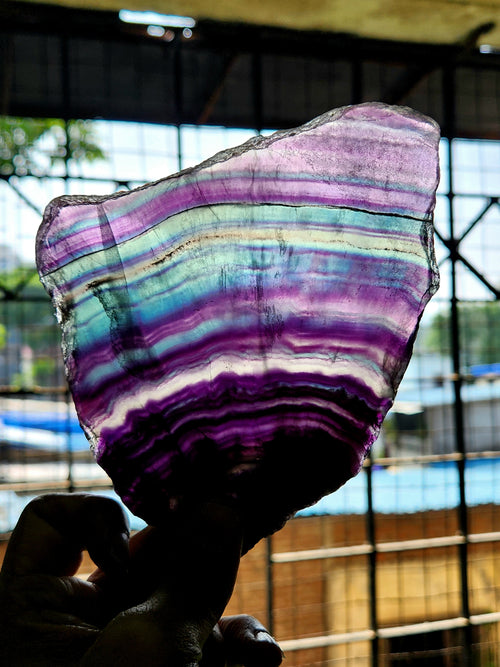 Raw Multi Fluorite Slab - A Nature's Vibrant Spectrum