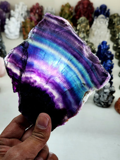 Embracing Earth's Rainbow - Raw Multi Fluorite Slab for Tranquility and Harmony
