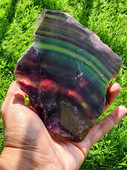 Embracing Earth's Rainbow - Raw Multi Fluorite Slab for Tranquility and Harmony